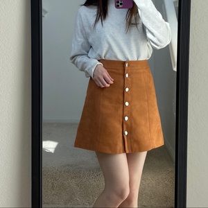 H&M Suede Terra Cotta A Line Skirt